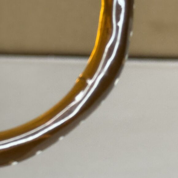 Vintage Translucent Brown Lucite Bangle Bracelet Spacer White Polka Dots - Picture 4 of 10